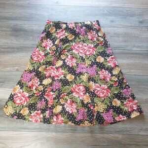 Vintage Cricket Lane Floral A Line Midi Skirt Rayon Women Size 10 Spring Summer